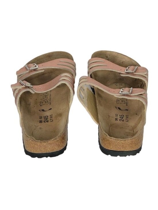 Birkenstock Sandals Womens 38 Leather Metallic Pink Flats  Shoes Slip Ons US 7 - Picture 5 of 12